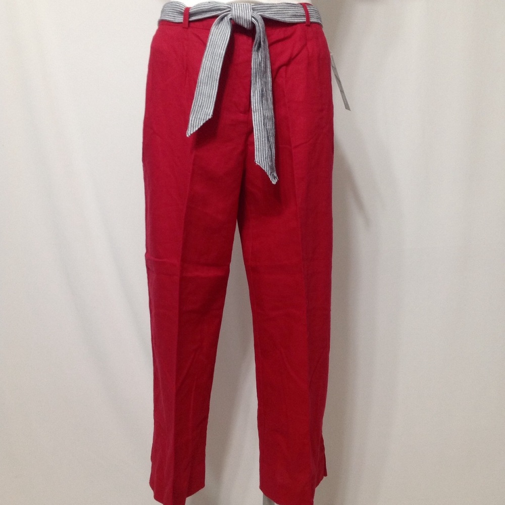 Norton McNaughton Red Capris with Striped Belt - Picture 2 of 8